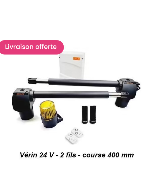 GENIUS G BAT 400 24 V KIT 2 vérins cours Genius By FAAC - Motorisation à vérin Portail Battant - Vérin avec une course de 400 mm